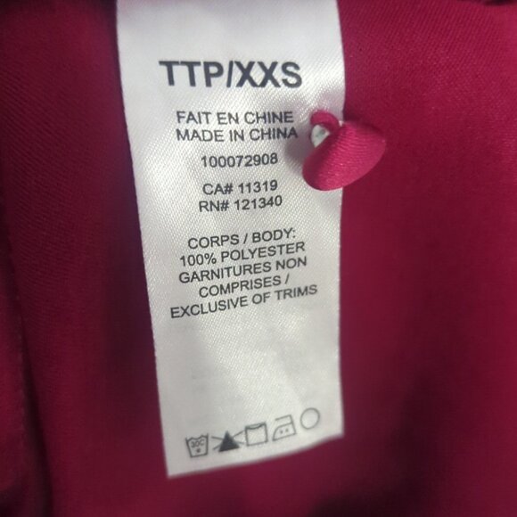 Women's Dynamite Deep Red Satin CollarShirt Dress With Ruching - Size XS XXS New - Picture 6 of 6